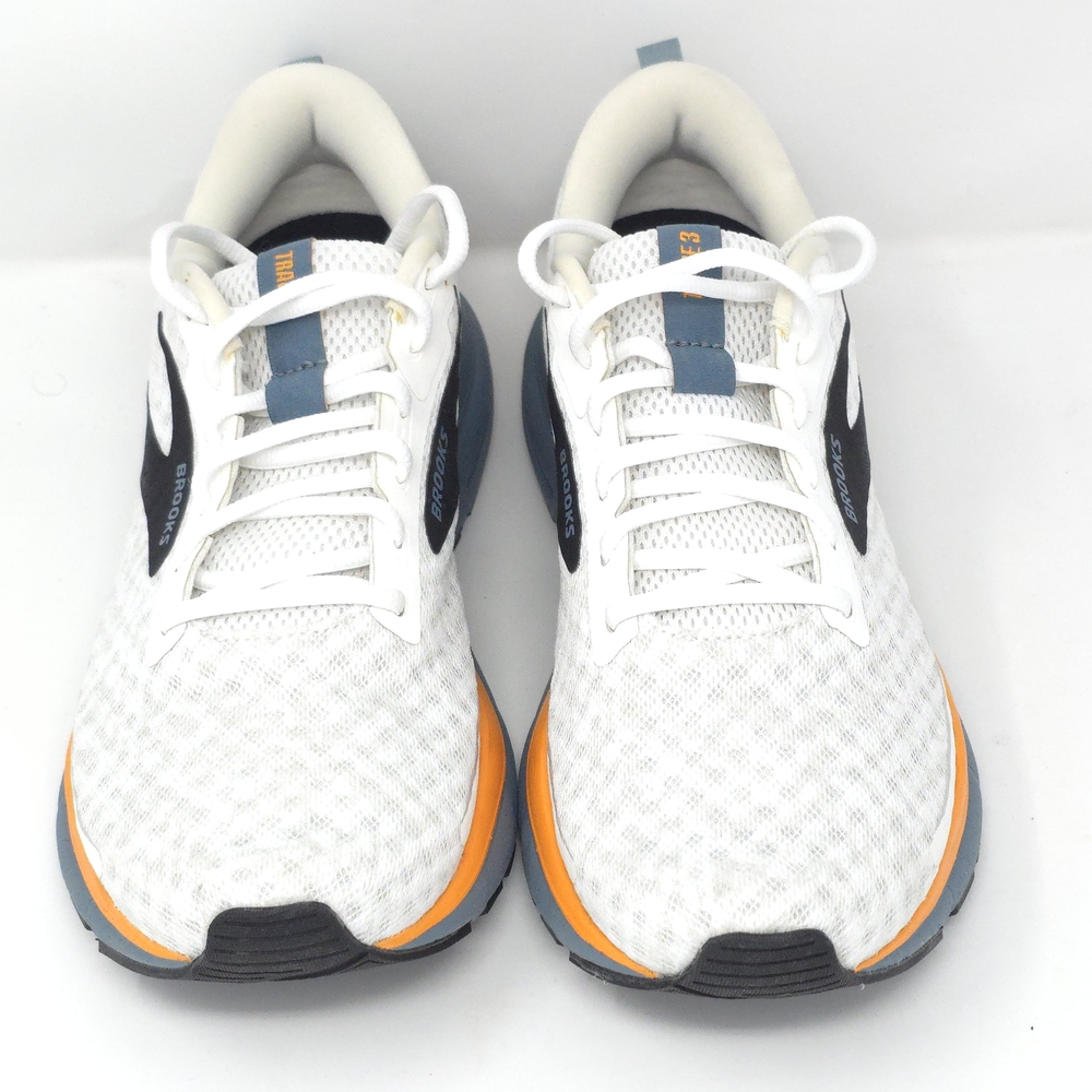 Brooks Trace 3 White/Orange/Goblin Blue Neutral Running Shoes - Picture 8 of 10